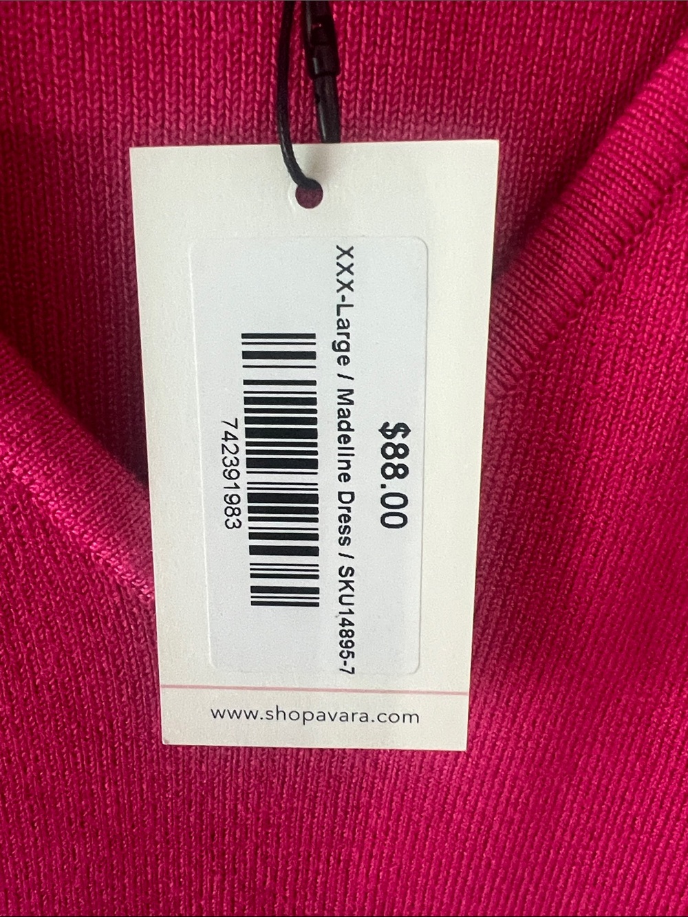 Fuchsia V-Neck Pleated Midi Dress - Picture 3 of 3
